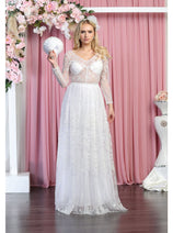 Royal Queen RQ7920 Glitter Floor Sweeping Prom Dress Long Sleeve
