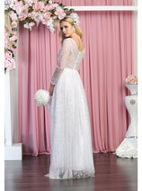 Royal Queen RQ7920 Glitter Floor Sweeping Prom Dress Long Sleeve