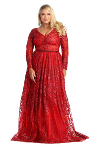 Prom Dress Long Sleeve - Red / 6