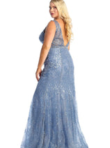 Royal Queen RQ7928 Embellished Deep V-Neck Sheath Formal Dress