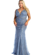 Royal Queen RQ7928 Embellished Deep V-Neck Sheath Formal Dress
