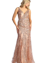 Royal Queen RQ7928 Embellished Deep V-Neck Sheath Formal Dress