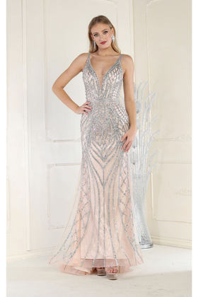 Royal Queen RQ7931 Embellished Sleeveless V-Neck Mermaid Formal Prom Gown