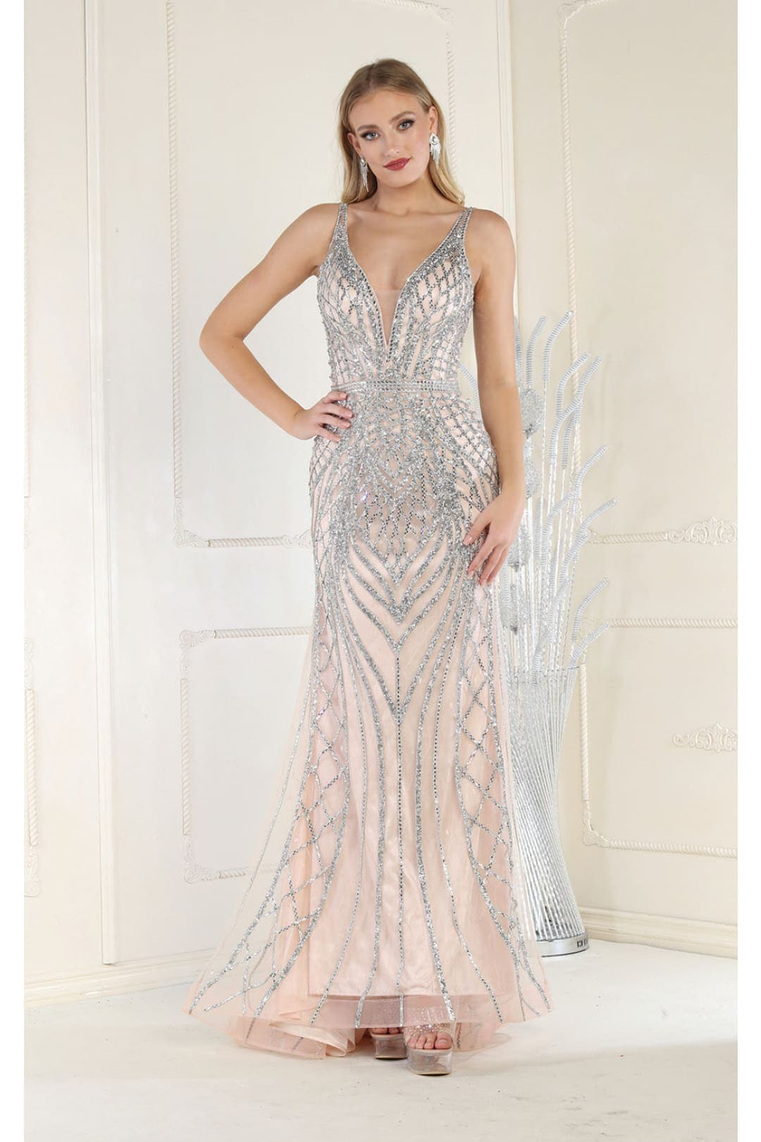 embellished prom dresses Royal Queen Embellished Mermaid Prom Gown RQ7931