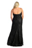 Royal Queen RQ7932B V-neck 3D Floral Applique Plus Size Black Dress - Dress
