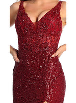 Royal Queen RQ7940 Semi Sheer Bodice Sequined Prom Evening Dress