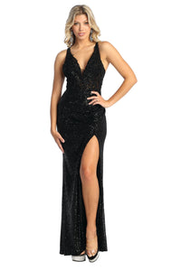 Royal Queen RQ7940 Dual Straps Sequined Prom Dress - Dress