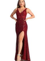Royal Queen RQ7940 Semi Sheer Bodice Sequined Prom Evening Dress
