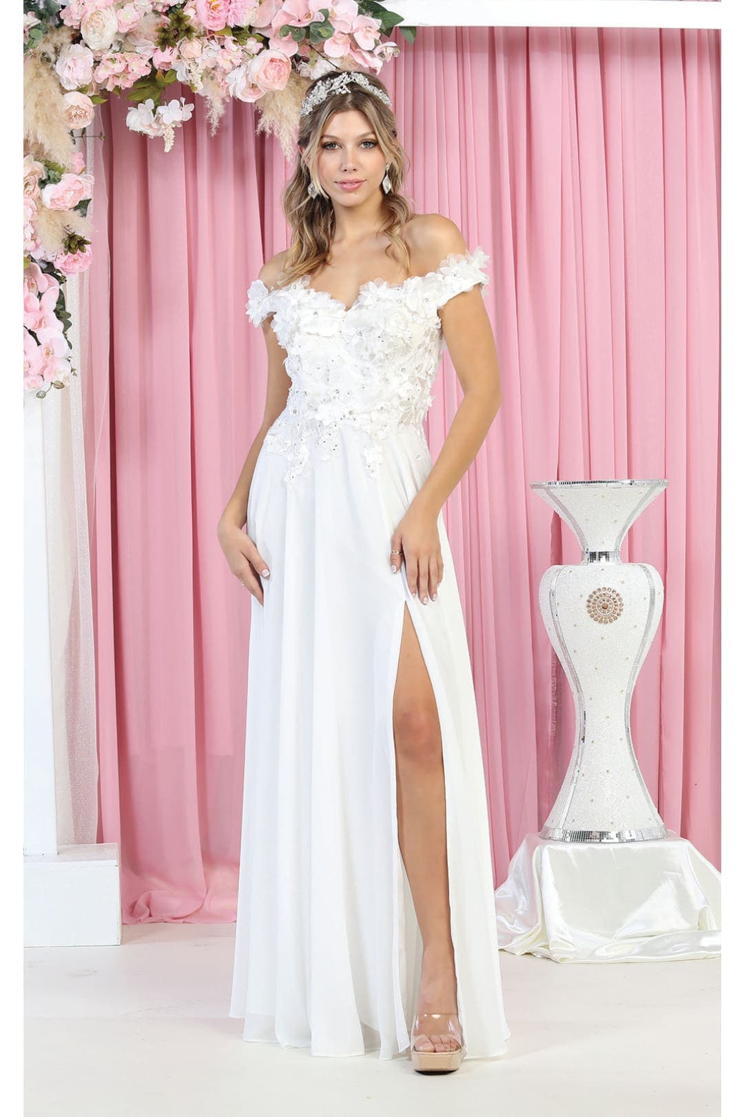 Royal Queen RQ7942 Floral Bridesmaid Dress - IVORY / 4 - Dress
