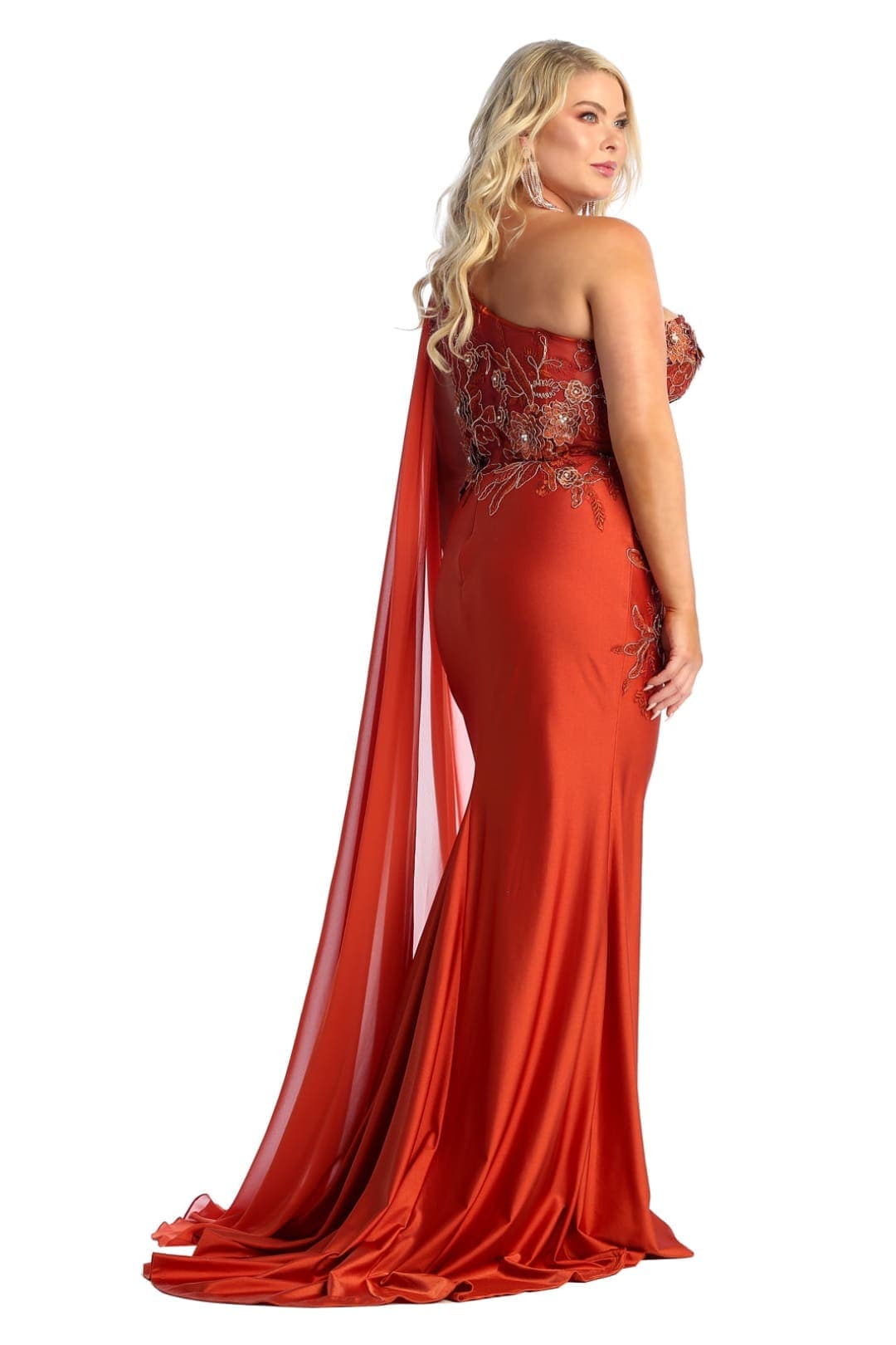 Stretchy Prom Dress With Cape