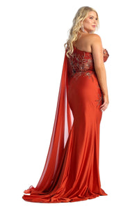 Stretchy Prom Dress With Cape