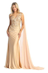 Stretchy Prom Dress With Cape