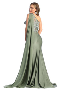 Stretchy Prom Dress With Cape