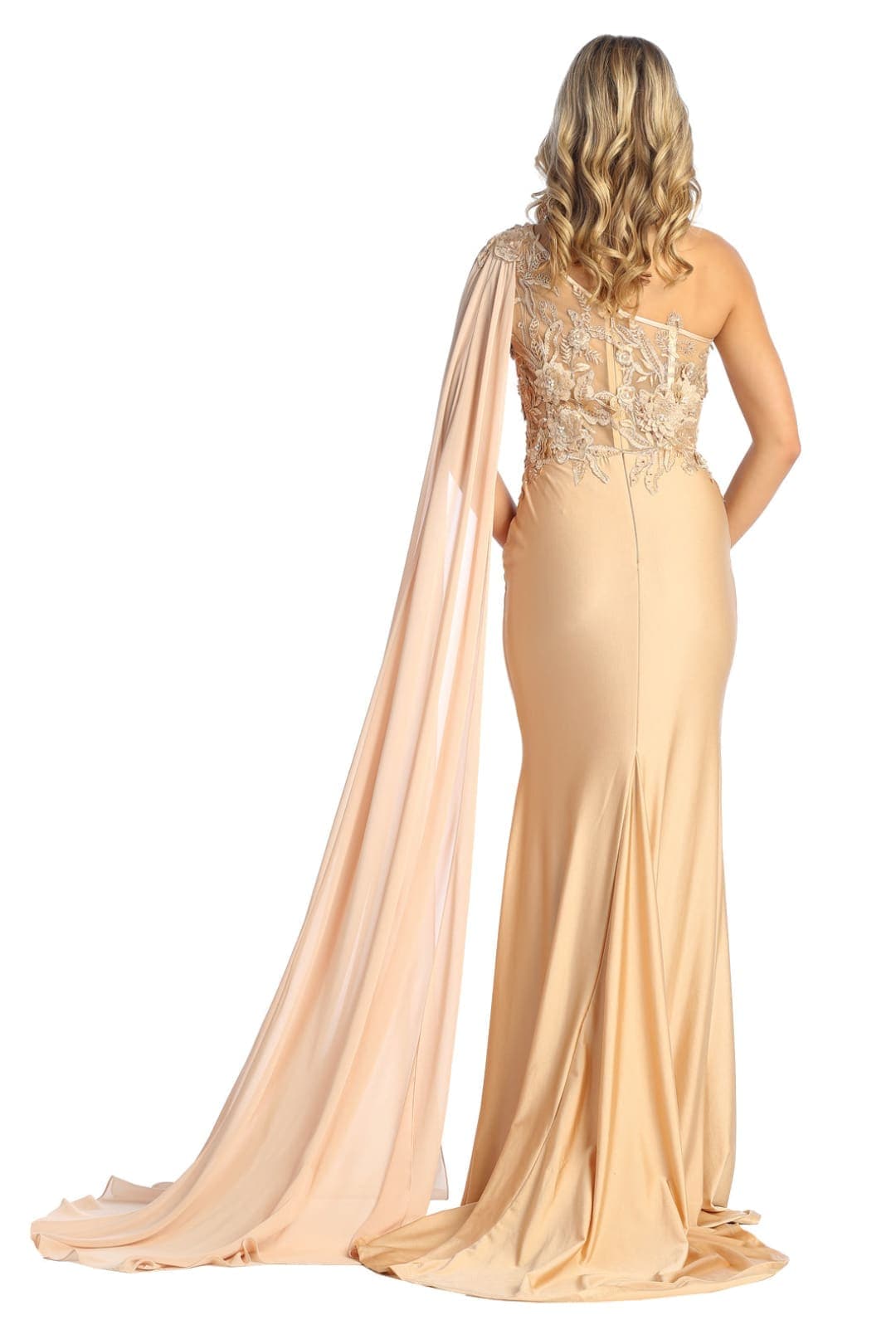 Stretchy Prom Dress With Cape