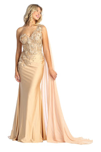 Stretchy Prom Dress With Cape