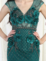 Royal Queen RQ7951 V-Neck 3D Floral Evening Dress