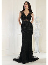 Royal Queen RQ7951 V-Neck 3D Floral Evening Dress