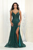 Royal Queen RQ7952 Sleeveless Deep V-Neck Gala Gown - HUNTER GREEN / 4 - Dress