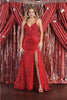 Royal Queen RQ7952 Sleeveless Deep V-Neck Gala Gown - RED / 4 - Dress