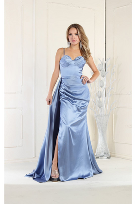 Dusty Blue Bridesmaid Dresses-Inexpensive Royal Queen RQ7960 Spaghetti Strap