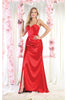 Royal Queen RQ7960 Satin Simple Bridesmaids Dress - RED / 4 - Dress