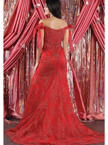 Royal Queen RQ7966 Off Shoulder Sweep Train Long Mermaid Pageant Gown