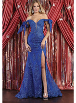 Royal Queen RQ7966 Off Shoulder Sweep Train Long Mermaid Pageant Gown