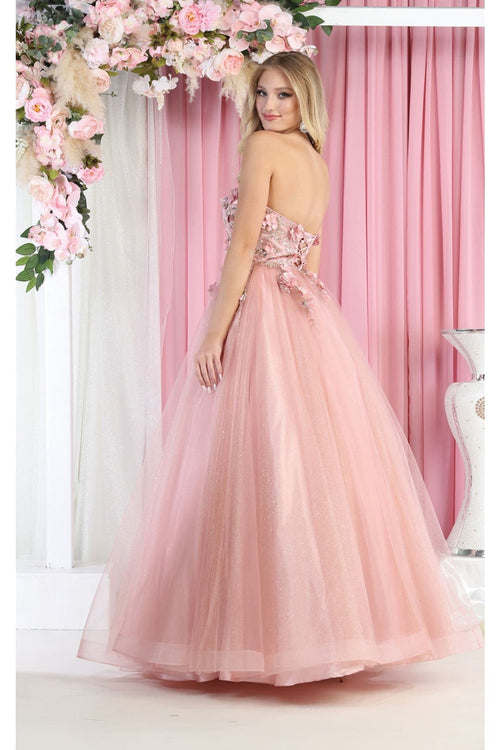 Royal Queen RQ7968 3D Floral Applique Pageant Gown - Dress