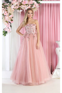 Royal Queen RQ7968 3D Floral Applique Pageant Gown - Dress