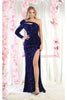 Royal Queen RQ7970 High Slit Prom Formal Gown - ROYAK BLUE / 4 - Dress