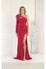 Royal Queen RQ7970 High Slit Prom Formal Gown - FUCHSIA / 4 - Dress