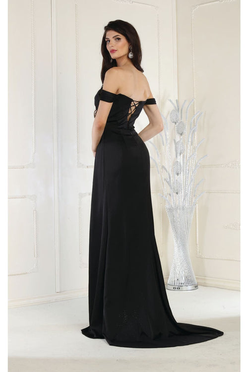 Royal Queen RQ7971 Off Shoulder Prom Satin Dress - Dress