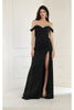 Royal Queen RQ7971 Off Shoulder Prom Satin Dress - BLACK / 2 - Dress