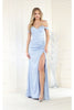 Royal Queen RQ7971 Off Shoulder Prom Satin Dress - DUSTY BLUE / 2 - Dress