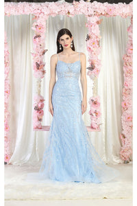 Royal Queen RQ7974 Embellished Evening Gown - BABY BLUE / 4 - Dress