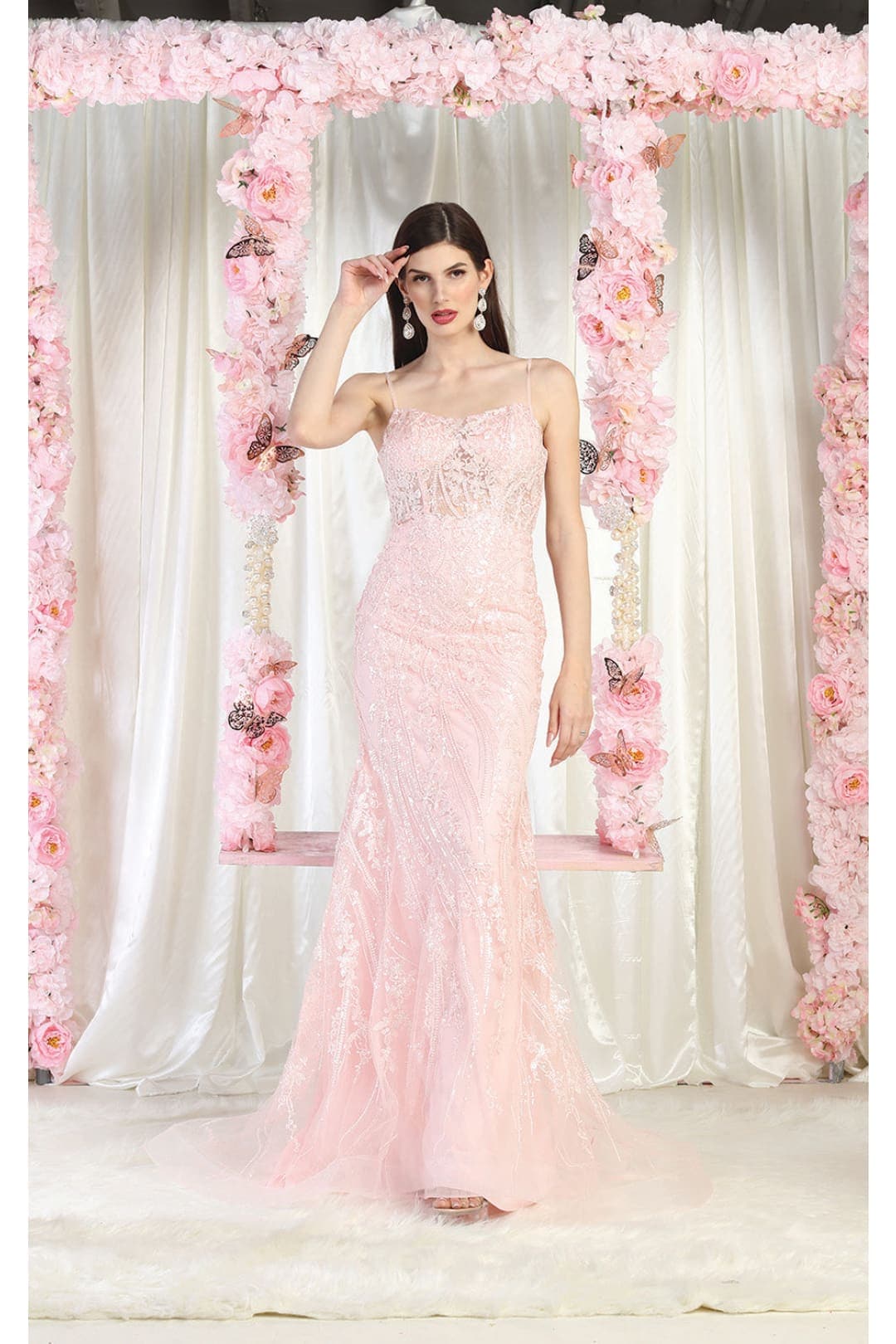Royal Queen RQ7974 Embellished Evening Gown - BLUSH / 4 - Dress