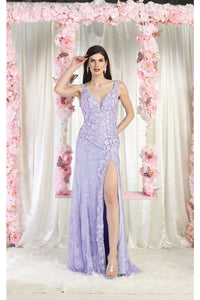 Royal Queen RQ7976 3D Lace Applique Prom Dress - BABY BLUE / 4 - Dress
