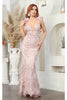 Royal Queen RQ7977 3D Floral Applique Spaghetti Straps Formal Dress - MAUVE / 4 - Dress