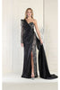 Royal Queen RQ7980 High Slit Embellished Evening Gown - BLACK / 4 - Dress