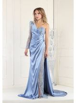 Royal Queen RQ7980 One Shoulder Sexy Sheer Satin Formal Evening Gown