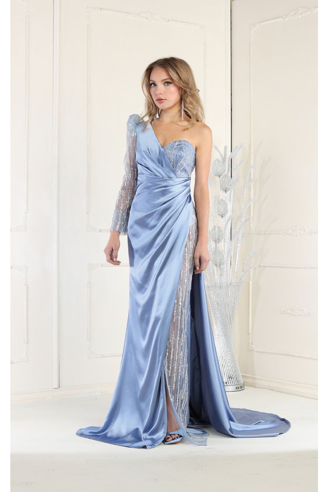 Silver Elegant Evening Gowns