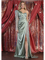 Royal Queen RQ7980 One Shoulder Sexy Sheer Satin Formal Evening Gown