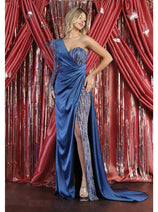 Royal Queen RQ7980 One Shoulder Sexy Sheer Satin Formal Evening Gown