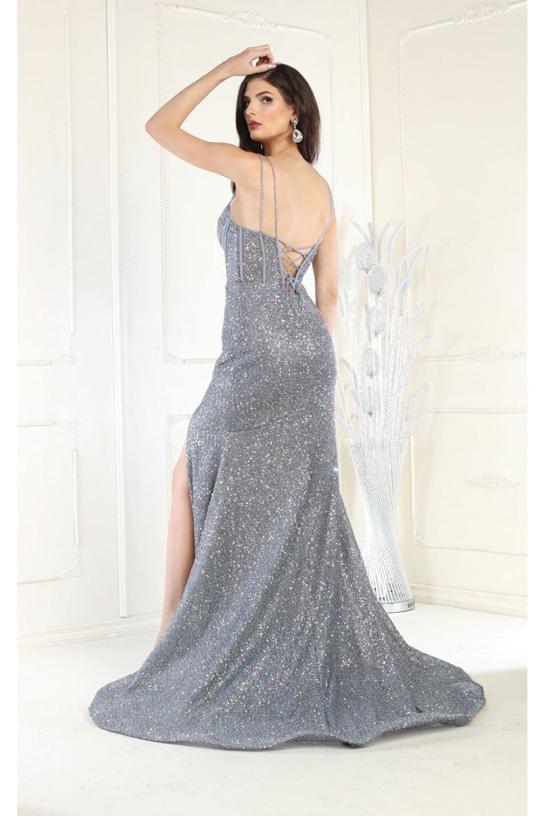 Royal Queen RQ7981 Sleeveless Glitter Prom Gown - Dress