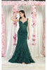 LA Merchandise LA7982 Embroidered Special Occasion Gown - HUNTER GREEN / 4 - Dress