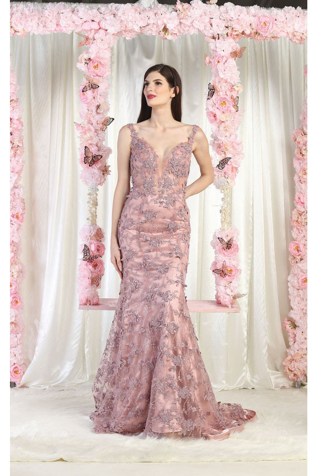 evening dress 14 16 Royal Queen RQ7964 Queen Anne Neckline Sequin Prom Dress