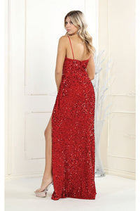 Royal Queen RQ7986 Sequined High Slit Formal Gown - Dress