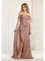 Royal Queen RQ7988 Off The Shoulder Sequin Formal Prom Dress