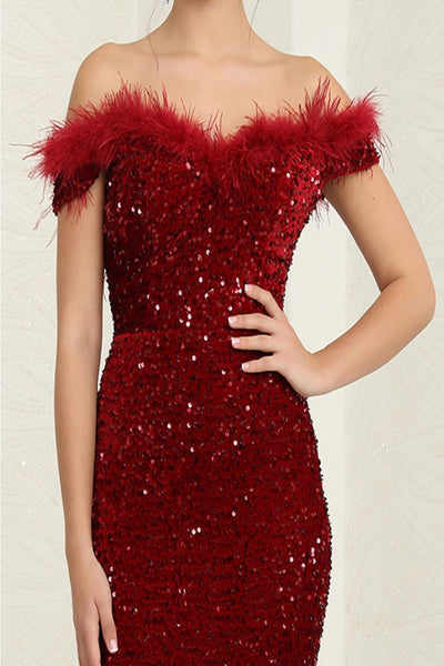 Sequin Long Red Carpet Gown
