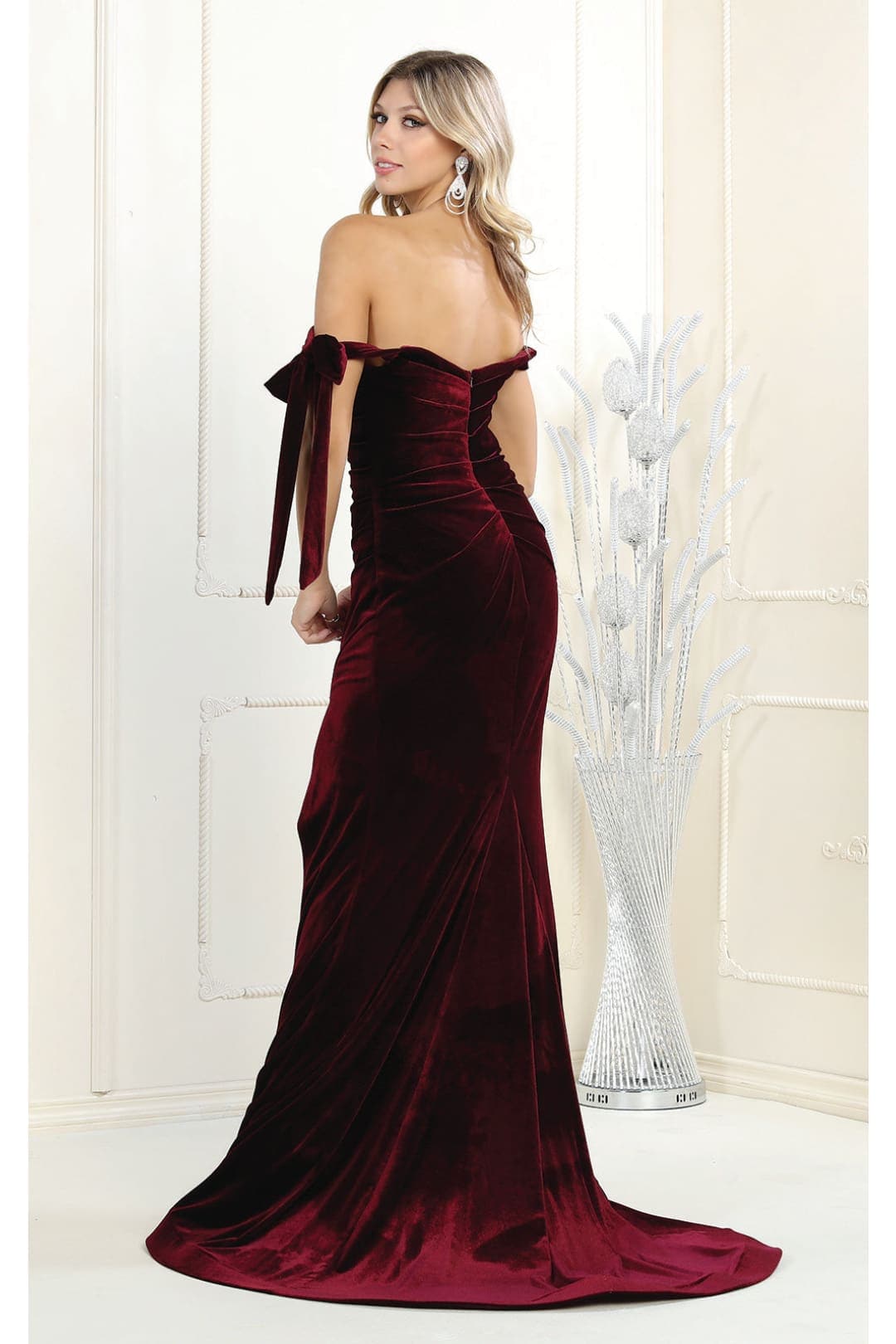 LA Merchandise LA7994 Velvet Off Shoulder Prom Gown